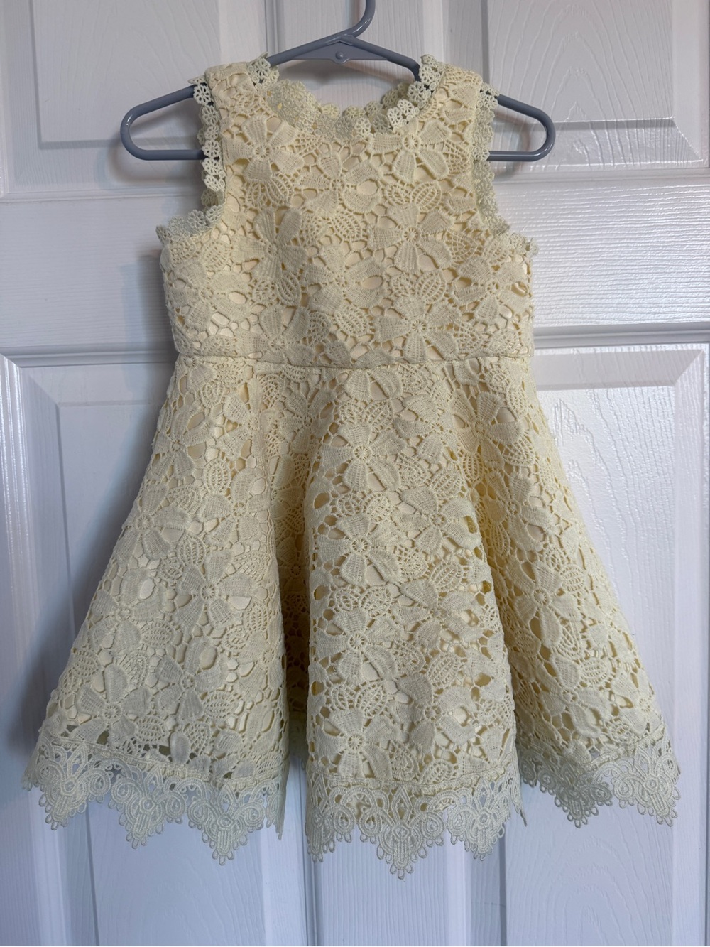 Rare Editions Yellow Floral Lace Fit-and-Flare Dress